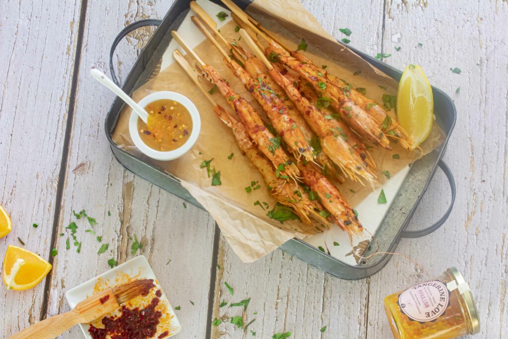 Brunch con "Bon appetit les amis" 6 Gambas met rozenharissa en Tangerine 1.1