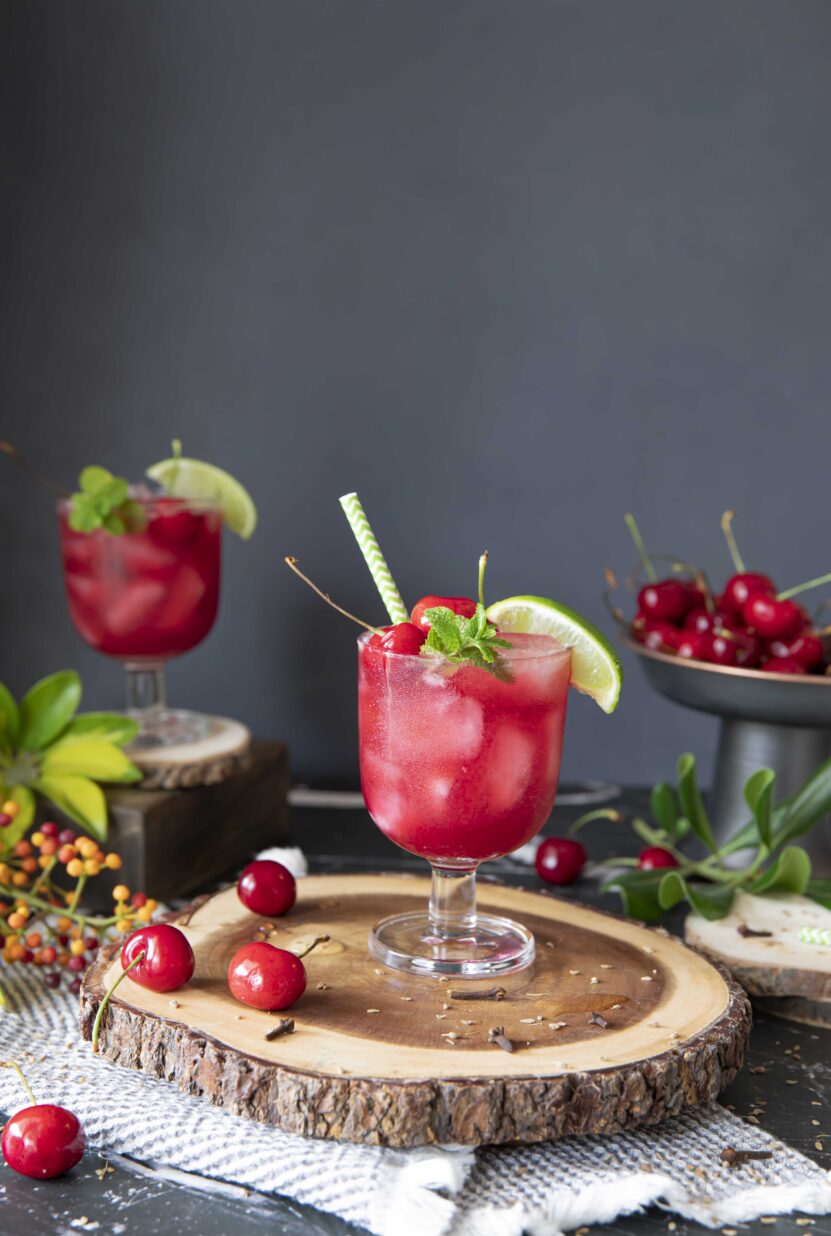 Cherry mocktail with cloves and anise seeds
