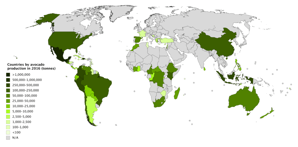 Countries by avocado production in 2016