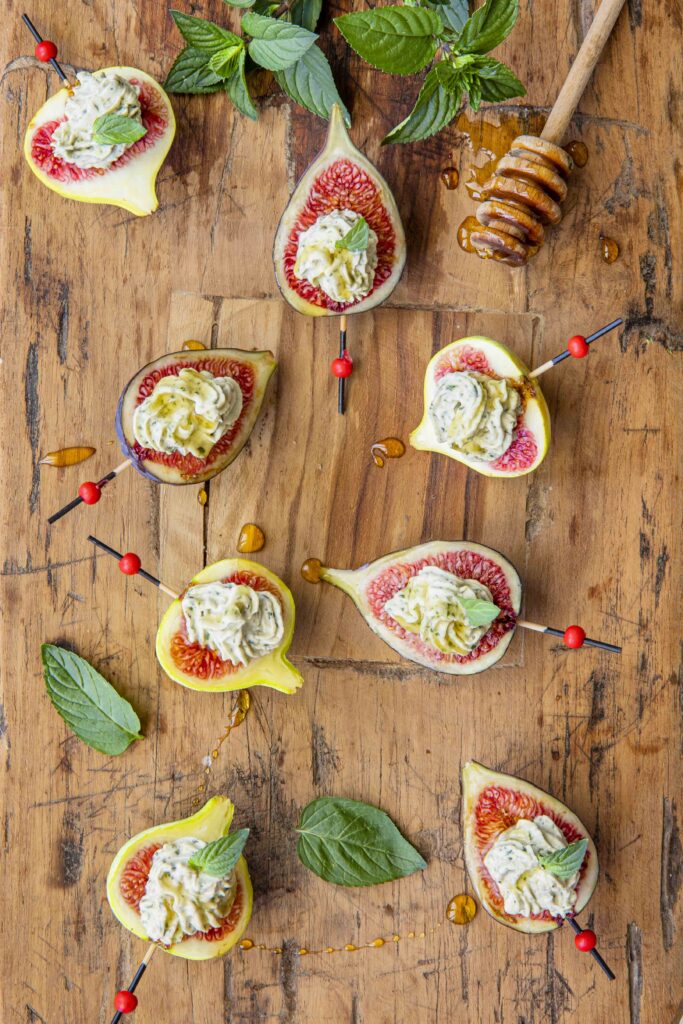 Ensalada de higos con queso feta y almendras 4 Vijgen met munt mascarpone 1.5
