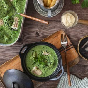 Hondshaai met spinazie en munt